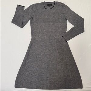 BANANA REPUBLIC SWEATER DRESS LONG SLEEVES FIT FLARE Gray Black Heather S 363263